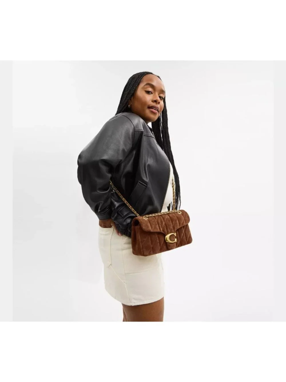 Coach Tabby Shoulder Bag 26 in Warm Brown Womens Suede Brass Hardware